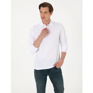 Pierre Cardin Erkek Beyaz Slim Fit Kıvrılmaz Polo Yaka Basic Pike Sweatshirt 50314048-VR013