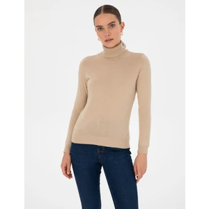 Pierre Cardin Kadın Bej Slim Fit Basic Kazak 50315747-VR011