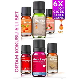 Efsane Çiçek Özleri Oda Kokusu %100 Saf & Doğal Koku 6lı Set 6X10ML Esansiyel Uçucu Yağ