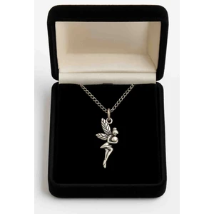 Peri Figürlü Gümüş Renk Kolye