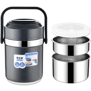 Weather Forecast 304 Çelik Gri 1600 ml Vakumlu Yemek Mama Saklama Termosu Sefertası CIN597SY