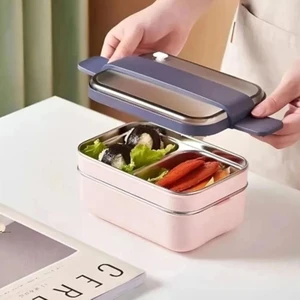 2 Katlı 1200 ml Paslanmaz Çelik Yemek Kabı – Sızdırmaz Bento Termos Lunch Box