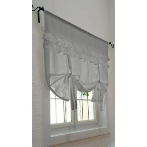 Fırfırlı Keten Gri Tül Perde