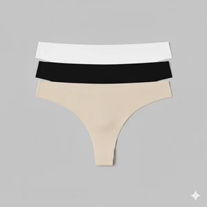 Kadın Cotton Micro Lazer Kesim Dikişsiz String Tanga Külot Pamuklu (Siyah – Ten – Bej Renk)