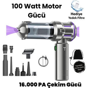 16000PA Güçlü Portatif Vakumlu Kablosuz Üflemeli Mini Araç içi Süpürgesi