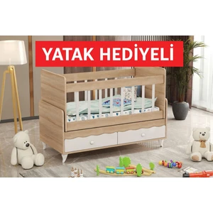 Luna Yatak Hediyeli 60*120 Ölçülerinde Anneyanı Sallanır Iki Çekmeceli Beşik