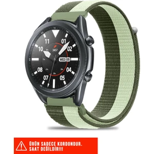 Samsung Galaxy Watch 46MM / Galaxy Watch 3 45MM / Gear S3 Uyumlu Hasır Örgü Spor Cırtlı Kordon 22MM