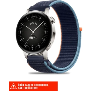 Huawei Watch Gt / Gt2 / Gt3 Elegant 42MM Uyumlu Hasır Örgü Spor Cırtlı Pratik Naylon Kordon 20MM