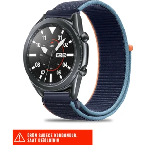 Samsung Galaxy Watch 46MM / Galaxy Watch 3 45MM / Gear S3 Uyumlu Hasır Örgü Spor Cırtlı Kordon 22MM