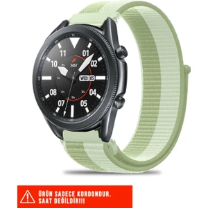 Samsung Galaxy Watch 46MM / Galaxy Watch 3 45MM / Gear S3 Uyumlu Hasır Örgü Spor Cırtlı Kordon 22MM