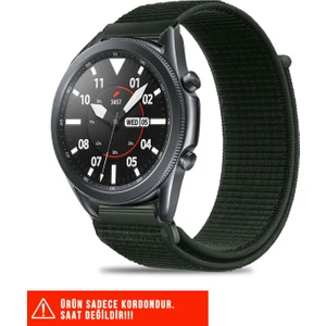 Samsung Galaxy Watch 46MM / Galaxy Watch 3 45MM / Gear S3 Uyumlu Hasır Örgü Spor Cırtlı Kordon 22MM