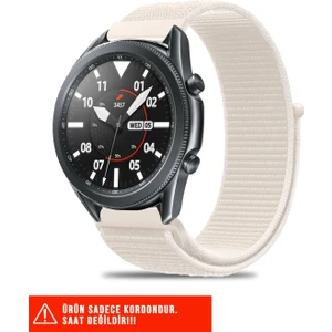 Samsung Galaxy Watch 46MM / Galaxy Watch 3 45MM / Gear S3 Uyumlu Hasır Örgü Spor Cırtlı Kordon 22MM
