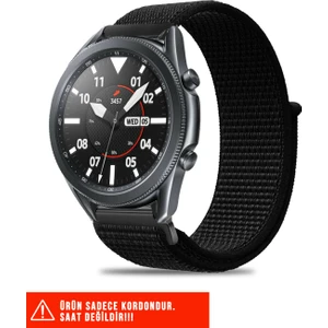 Samsung Galaxy Watch 46MM / Galaxy Watch 3 45MM / Gear S3 Uyumlu Hasır Örgü Spor Cırtlı Kordon 22MM