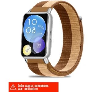 Huawei Watch Fit 2 Uyumlu Hasır Örgü Spor Cırtlı Pratik Naylon Kordon 20MM