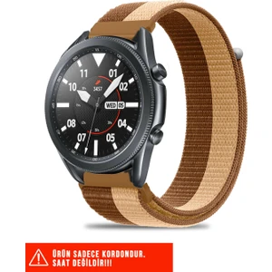 Samsung Galaxy Watch 46MM / Galaxy Watch 3 45MM / Gear S3 Uyumlu Hasır Örgü Spor Cırtlı Kordon 22MM
