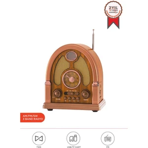 D-58 Ahşap Nostalji Radyo Kablosuz Bluetooth Hoparlör