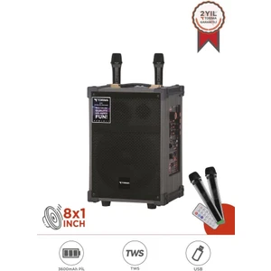 D71 Profesyonel Çift  Mikrofonlu Bt Kablosuz Hoparlör Bass Ses Kutusu Speaker