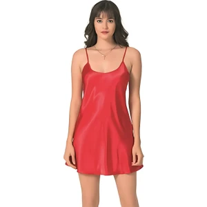 Ince Askılı Saten Kumaş Kısa Gecelik