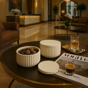 Modern Çizgili Kapaklı Organizer  – 4 Parça Set (10,5 × 6,5 Cm)