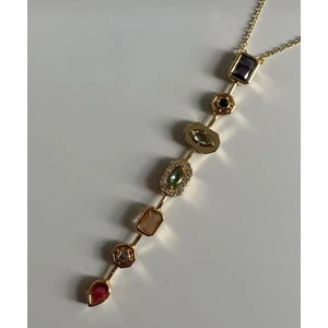 7 Element Renkli Taşlı Y Kolye Modeli