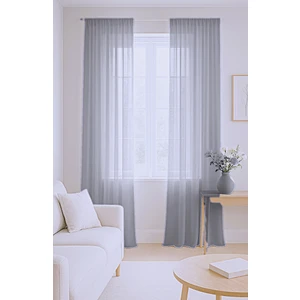 Düz Pilesiz Keten Koyu Gri Tül Perde