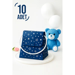 Bymeyla 10 Adet Konsept Özel Tasarım Mavi Yıldız Desenli Hediye Kutusu Çanta Boş Karton Hediye Paketi Hediyelik