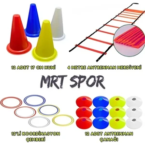 Mrt Spor Futbol Basketbol Antrenman Seti 4m Kırmızı Merdiven Huni Çanak Koordinasyon Çemberi Antrenman Seti