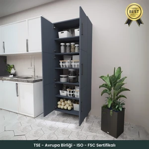 B3CONCEPT Geniş Hacimli 6 Kapaklı 6 Raflı Çok Amaçlı - Kolay Kurulum - Mutfak Balkon Banyo Erzak Kiler Dolabı