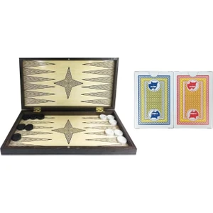 Büyük Boy Platin Kaplama Tavla - Yakma Desenli,mermer Desenli,ceviz Desenli - 2 Adet Hediye Iskambil