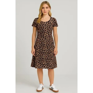 Dökümlü Rahat Kalıp Günlük Penye Kumaş Elbise