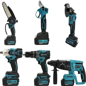 PH253 Profesyonel Akülü Süper 6lı Set Makina 88VF 5AH 125MM Avuç Taşlama, Sds Plus Kırıcı Delic, Somun Sıkma Sökme, Vidalama Matkap, Budama Testere, Budama Makası