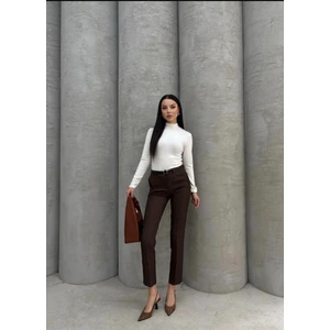 Kadın Dar Paça Kemerli Elegant Office Pantolon
