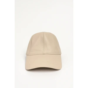 Aydın Şapkacınız Bej Unisex %100 Hakiki Deri Cırt Cırtlı Şapka –  (57-59 cm ) Arkadan ayarlanabilir