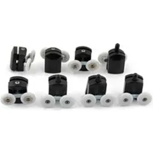 Siyah Cam Duşakabin Tekerleği Çiftli Takım 8'li Parça