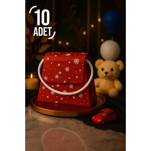 Bymeyla 10 Adet Konsept Özel Tasarım Kar Desenli Hediye Kutusu Çanta Boş Karton Hediye Paketi Hediyelik