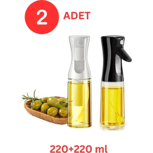 2'li Çok Amaçlı Püskürtmeli Sprey Yağdanlık Cam Şişe 220ML - Siyah Beyaz