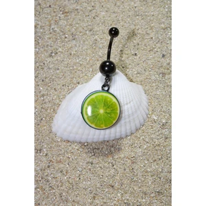 Piercing Göbek Piercing Cerrahi Çelik Siyah Renk Yeşil Limon