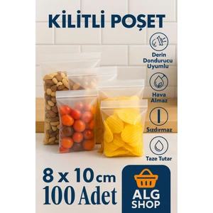 100’LÜ Buzdolabı Kilitli Torba Poşet Dondurucu Ikramlık Çerez Davet Kına Hediyelik Poşeti 8X10 cm