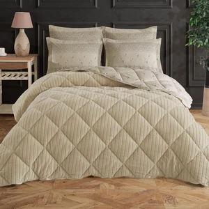 King Size (Battal Boy) Striped Jakarlı Wellsoft Yorgan + 2 Volanlı Yastık Kılıfı