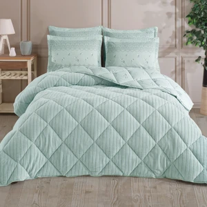 King Size (Battal Boy) Striped Jakarlı Wellsoft Yorgan + 2 Volanlı Yastık Kılıfı
