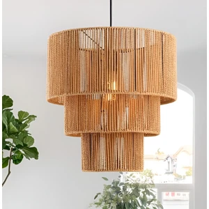 3 Katlı Bohem Avize, Modern Bohem Tarz, Rustik Avize, 35 cm Genişlik, 40 cm Yükseklik, E27 Duylu