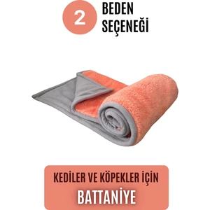 Kedi ve Köpek Battaniyesi - Çift Katlı, Yıkanabilir M (Şeftali)