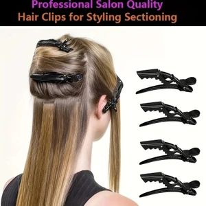 Profesyonel Kuaför Saç Ayırma Tokası – 5’li Set, Kaymaz, Siyah