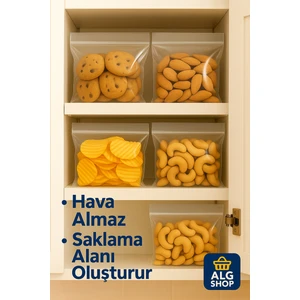 100’LÜ Buzdolabı Kilitli Torba Poşet Dondurucu Ikramlık Çerez Davet Kına Hediyelik Poşeti 13X16 cm