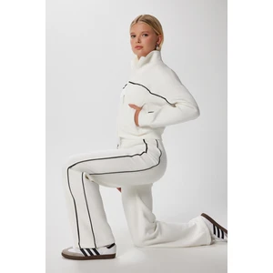 Kadın Lexi Içi Polarlı Şeritli Ekru Alt Üst Eşofman Takımı