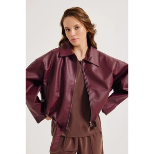 Kadın Yeni Sezon Oversize Bomber Deri Ceket