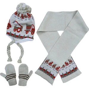 Erkek Çocuk 1-4 Yaş Içi Yünlü Bere, Eldiven ve Atkı Seti – Kışlık Takım