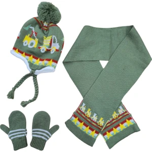 Erkek Çocuk 1-4 Yaş Içi Yünlü Bere, Eldiven ve Atkı Seti – Kışlık Takım