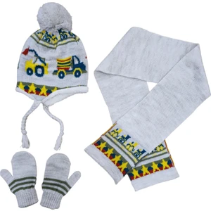 Erkek Çocuk 1-4 Yaş Içi Yünlü Bere, Eldiven ve Atkı Seti – Kışlık Takım