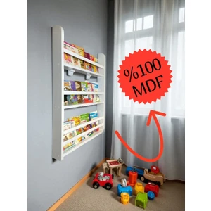 Emdief Home Carmen 3 Raflı Kitaplık - Beyaz Renk Mdf Montessori Kitaplık – Çocuk Odası Kitaplığı